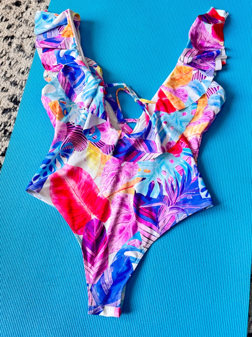 Tropical Ruffle-Trim One-Piece Swimsuit - Multicolor - Picture 7 of 11